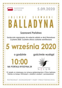 Narodowe czytanie „Balladyny” Juliusza Słowackiego